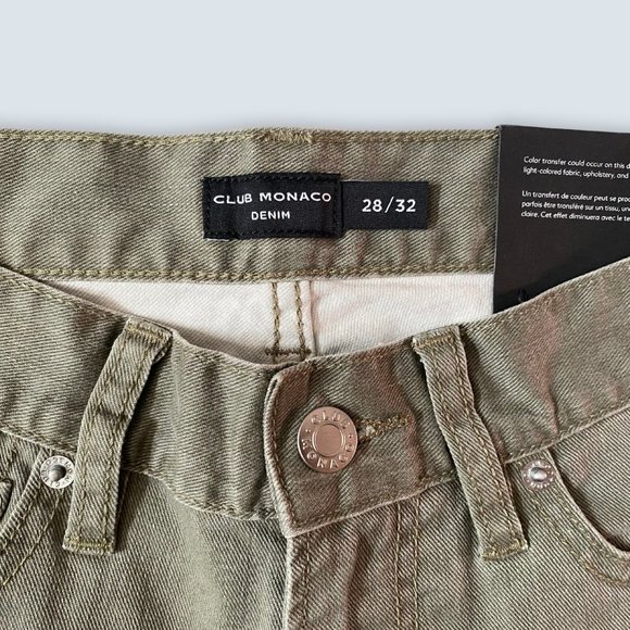 New Club Monaco Super Slim Denim Green Jeans Size 28/32 - Picture 2 of 5